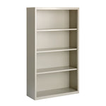Four-Shelf Metal Bookcase, 34.5" x 13" x 60", Light Gray