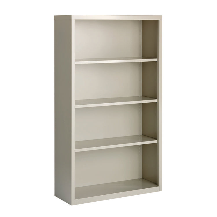 Four-Shelf Metal Bookcase, 34.5" x 13" x 60", Light Gray