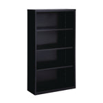 Four-Shelf Metal Bookcase, 34.5" x 13" x 60", Black