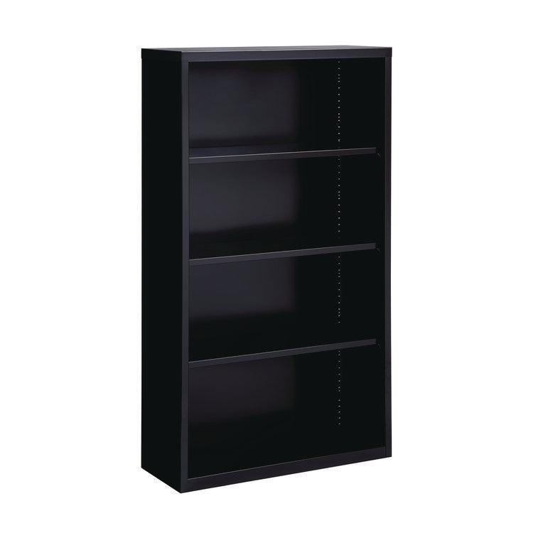 Four-Shelf Metal Bookcase, 34.5" x 13" x 60", Black