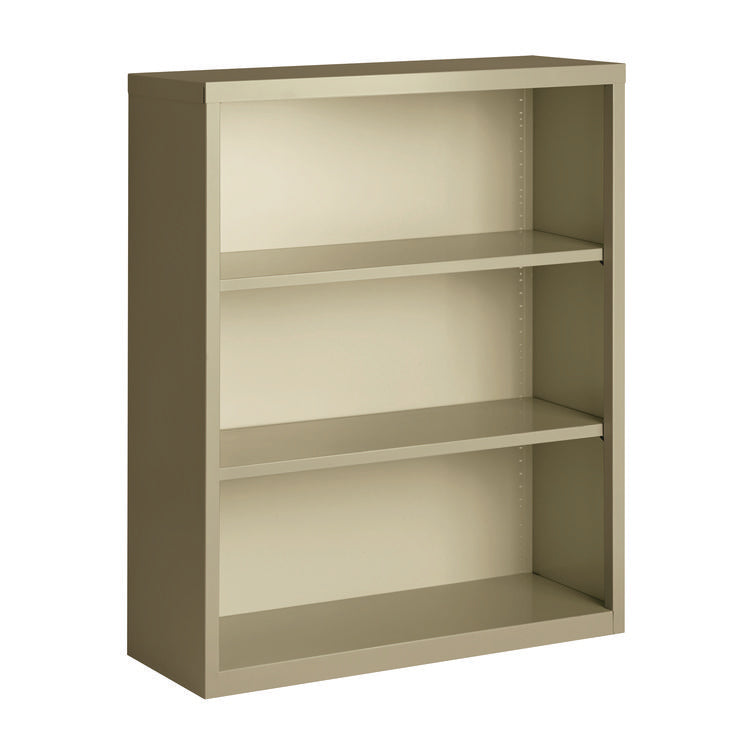 Three-Shelf Metal Bookcase, 34.5" x 13" x 42", Putty