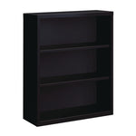 Three-Shelf Metal Bookcase, 34.5" x 13" x 42", Black