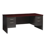 Executive Double Pedestal Steel Desks., 60" x 30" x 29.5", Mahogany/Charcoal