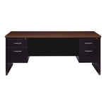 Executive Double Pedestal Steel Desks., 60" x 30" x 29.5", Walnut/Black