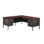 L-Shaped Corner Desk, Left-Hand Return, 72" x 72" x 29.5", Mahogany/Charcoal