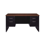 Executive Double Pedestal Steel Desks., 60" x 30" x 29.5", Charcoal/Mahogany