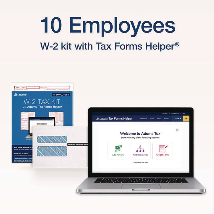 6-Part W-2 Tax Form Kit with Security Envelopes and Tax Forms Helper, 2024, 8 x 5.5, 2 Forms/Sheet, 10 Forms Total