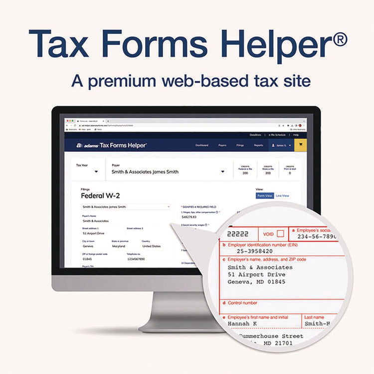 6-Part W-2 Tax Form Kit with Security Envelopes and Tax Forms Helper, 2024, 8 x 5.5, 2 Forms/Sheet, 10 Forms Total