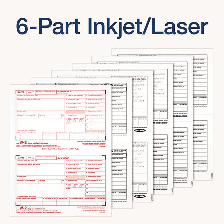 6-Part W-2 Tax Form Kit with Security Envelopes and Tax Forms Helper, 2024, 8 x 5.5, 2 Forms/Sheet, 10 Forms Total