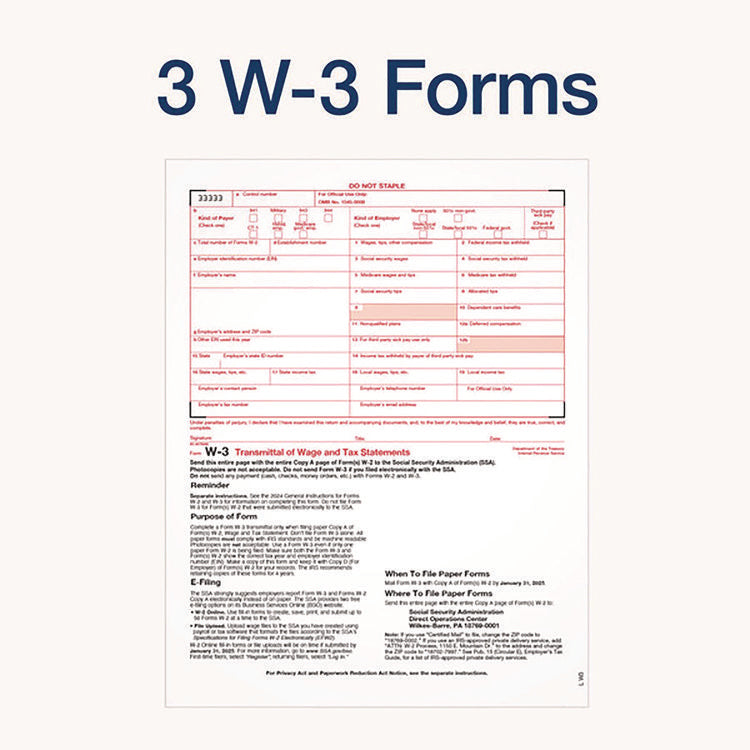 6-Part W-2 Tax Form Kit with Security Envelopes and Tax Forms Helper, 2024, 8 x 5.5, 2 Forms/Sheet, 10 Forms Total