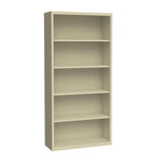 Five-Shelf Metal Bookcase, 34.5" x 13" x 72", Putty