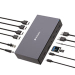 USB-C Pro Docking Station 17-in-1, Audio/DisplayPort/HDMI/Micro SD/RJ45/SD/USB-A/USB-C, Gray