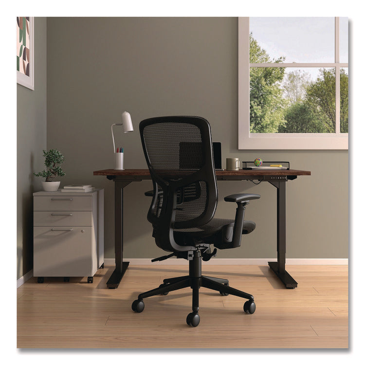Alera Hollins Ergonomic Mesh Swivel Task Chair, Supports Up to 275lb, 18.57 to 22.54 Seat Height, Black Seat/Back, Black Base