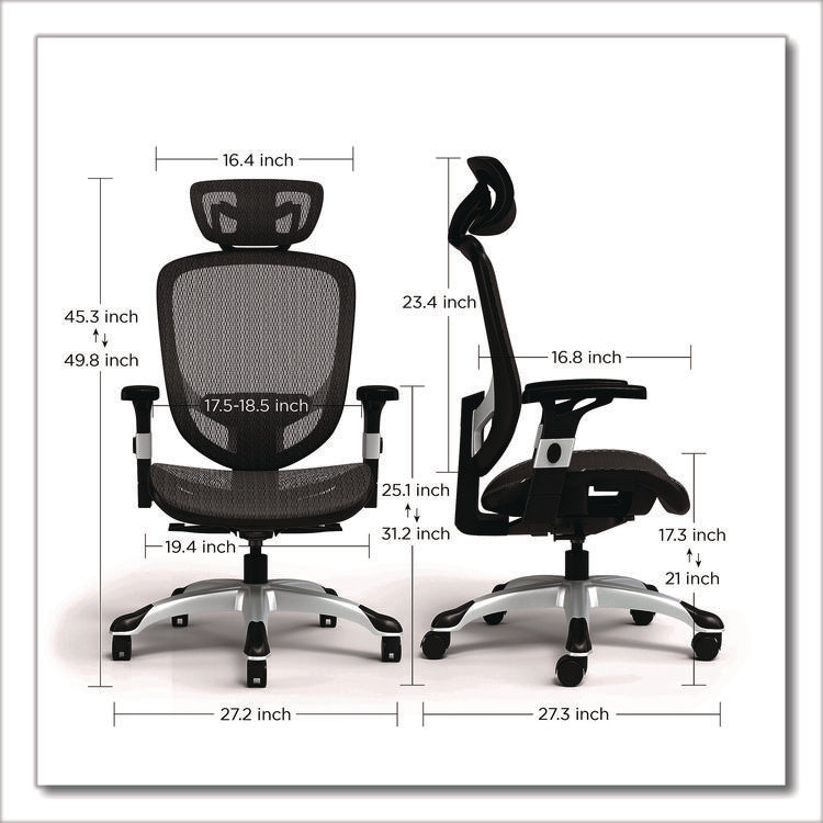 Alera Minerva Ergonomic Mesh Swivel Task Chair, Support Up to 275lb, 17.24 to 20.98 Seat Height, Black Seat/Back, Silver Base
