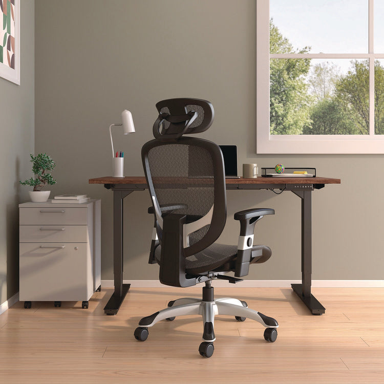 Alera Minerva Ergonomic Mesh Swivel Task Chair, Support Up to 275lb, 17.24 to 20.98 Seat Height, Black Seat/Back, Silver Base