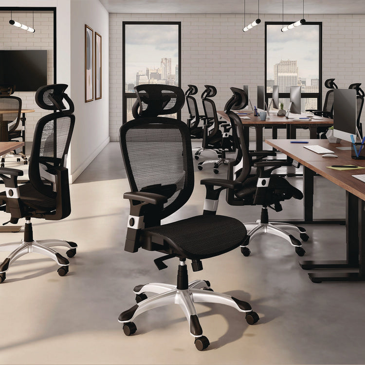 Alera Minerva Ergonomic Mesh Swivel Task Chair, Support Up to 275lb, 17.24 to 20.98 Seat Height, Black Seat/Back, Silver Base