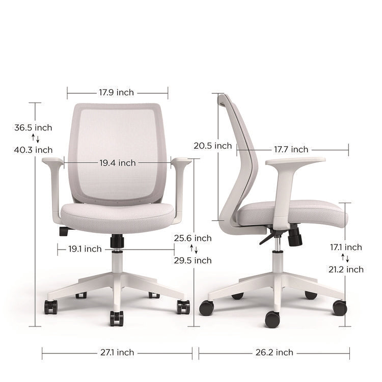 Alera Wessex Ergonomic Fabric Mesh Swivel Task Chair, Supports 275 lb, 17.09 to 20.83 Seat Height, Gray Seat/Back, White Base
