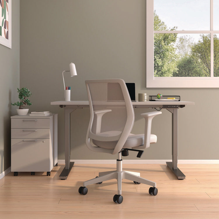 Alera Wessex Ergonomic Fabric Mesh Swivel Task Chair, Supports 275 lb, 17.09 to 20.83 Seat Height, Gray Seat/Back, White Base