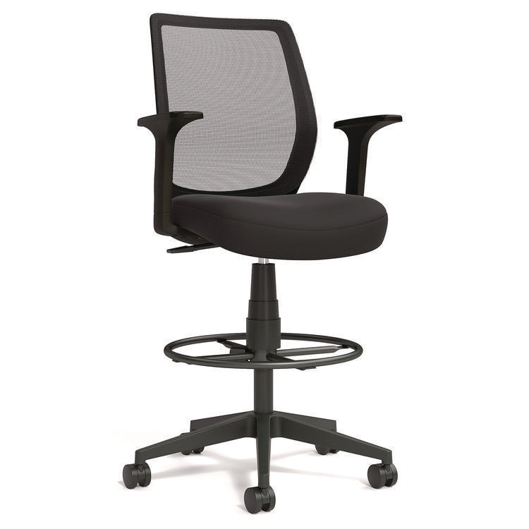 Alera Wessex Drafting Stool, Mesh Back, Supports Up to 275 lb, 27.95 to 33.66 Seat Height, Black Seat, Black Back, Black Base