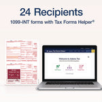 4-Part 1099-INT Tax Forms with Tax Forms Helper, Fiscal Year: 2024, 4-Part Carbonless, 8 x 5.5, 2 Forms/Sheet, 24 Forms Total