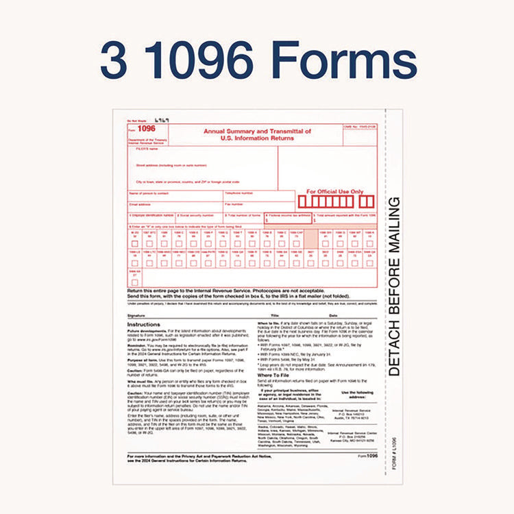 4-Part 1099-NEC Tax Form Kit with Security Envelopes and Tax Forms Helper, 2024, 8.5 x 3.5, 3 Forms/Sheet, 24 Forms Total