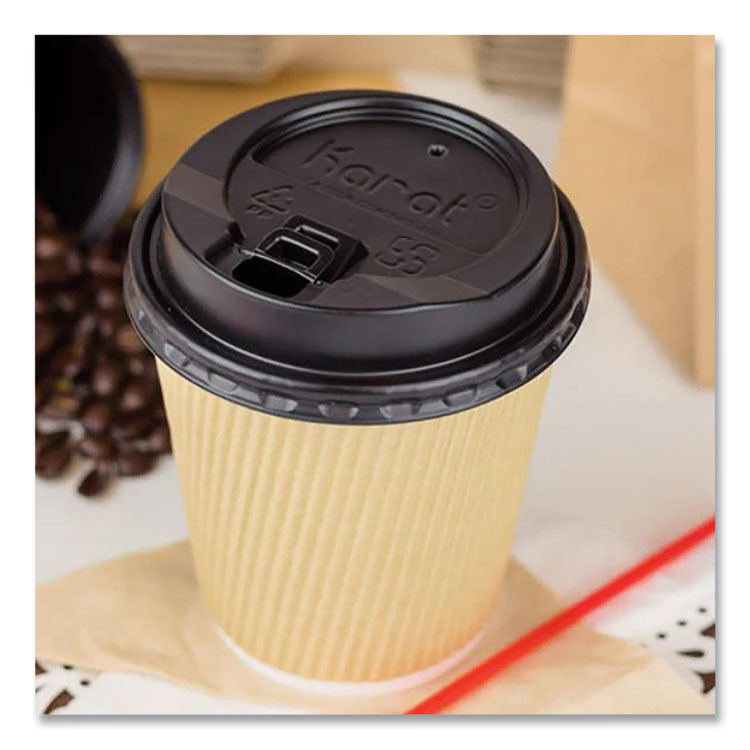 Ripple Hot Cups, 10 oz, Paper, Kraft/White, 500/Carton