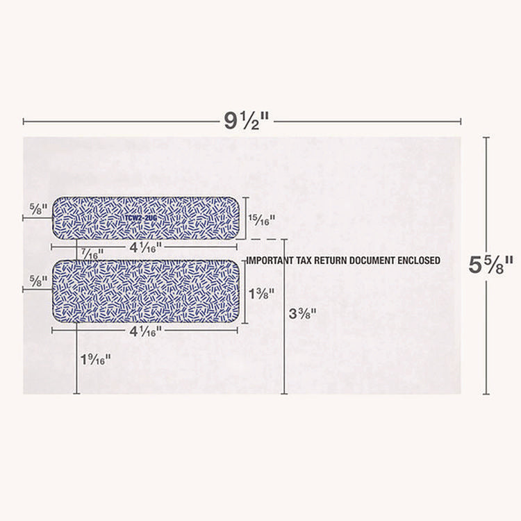 W-2 Laser Double Window Envelope, Commercial Flap, Gummed Closure, 5.63 X 9, White, 24/pack