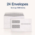 1099 Double Window Envelope, Commercial Flap, Gummed Closure, 5.63 x 9, White, 24/Pack