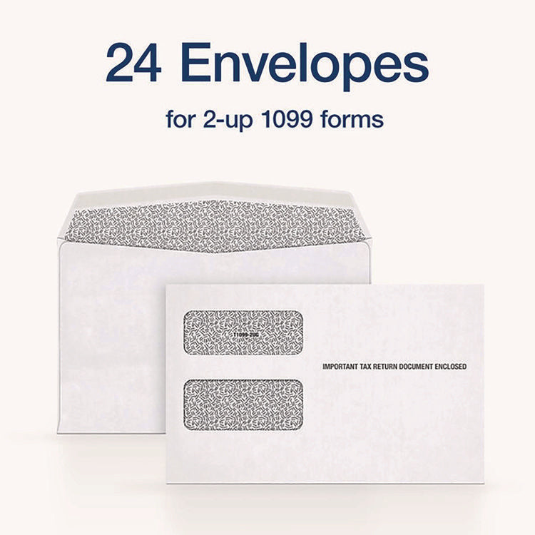 1099 Double Window Envelope, Commercial Flap, Gummed Closure, 5.63 x 9, White, 24/Pack