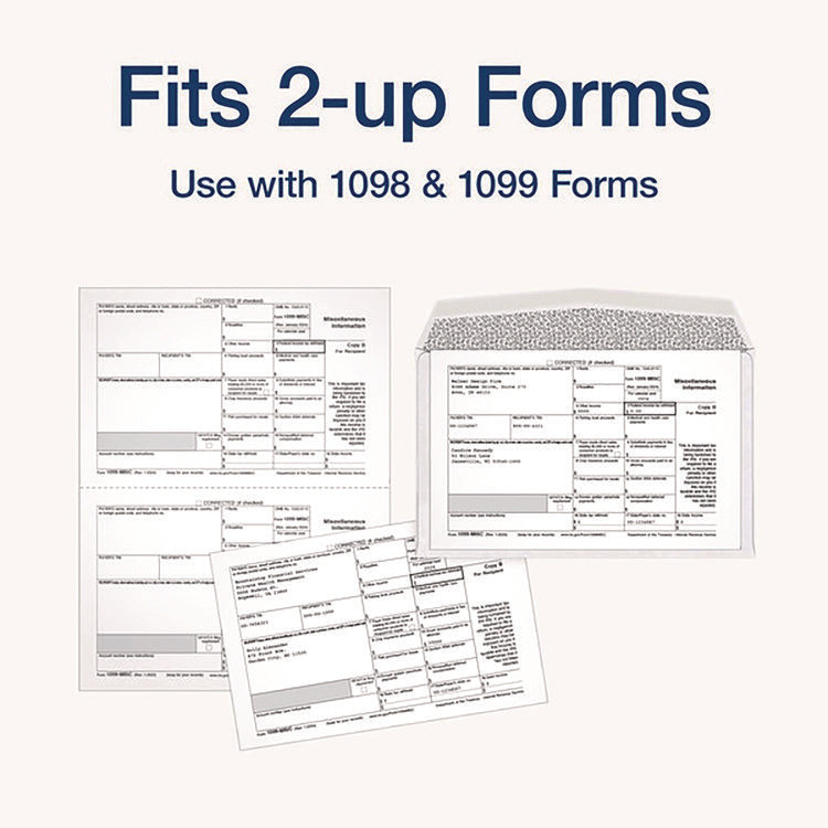 1099 Double Window Envelope, Commercial Flap, Gummed Closure, 5.63 x 9, White, 24/Pack