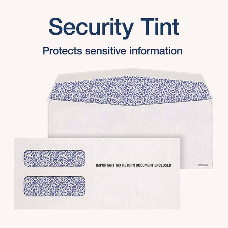 1099 Double Window Envelope, Commercial Flap, Gummed Closure, 3.75 x 8.75, White, 24/Pack