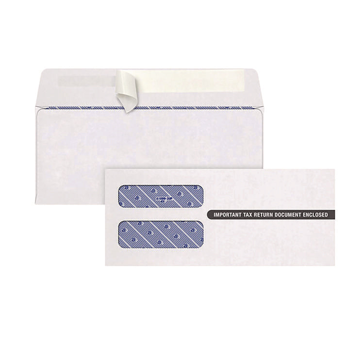 1099 Double Window Envelope, Commercial Flap, Self-Adhesive Closure, 3.75 x 8.75, White, 24/Pack