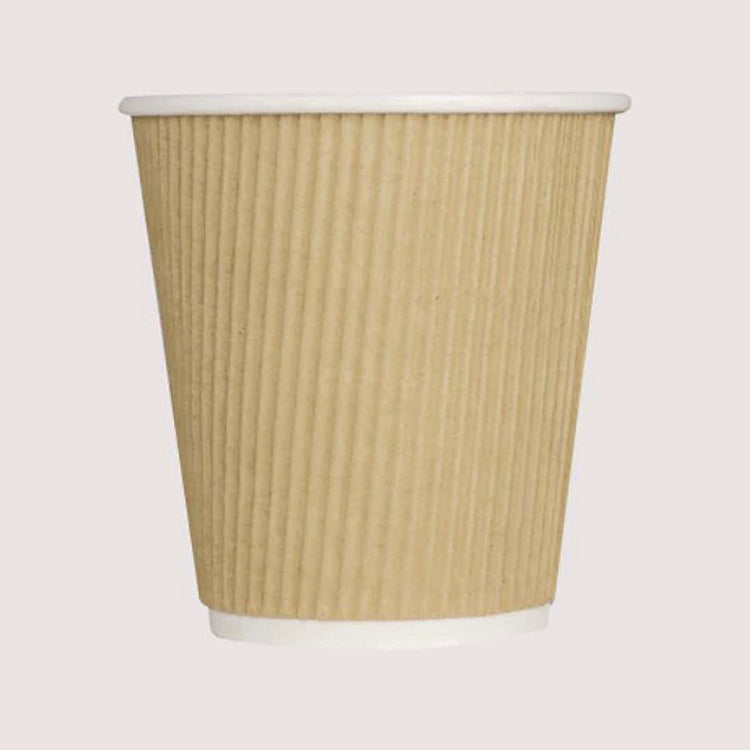 Ripple Hot Cups, 10 oz, Paper, Kraft/White, 500/Carton