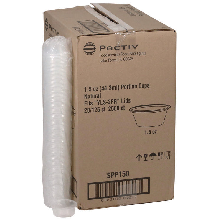 Plastic Portion Cup, 1.5 oz, Translucent, 125/Sleeve, 20 Sleeves/Carton