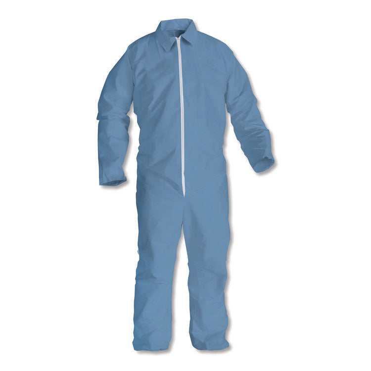 A65 Zipper Front Flame Resistant Coveralls, Hood/Elastic Wrists and Ankles, 3X-Large, Blue, 21/Carton