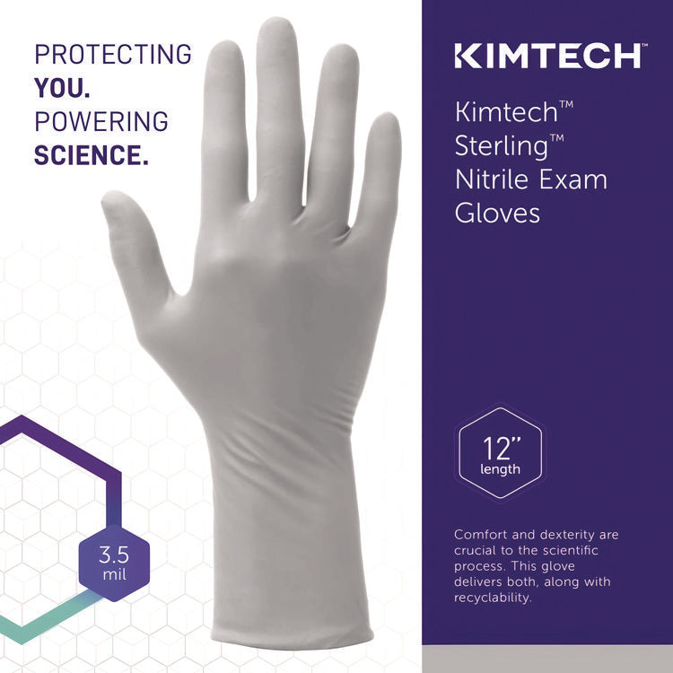 STERLING Nitrile Exam Gloves, Powder-Free, X-Small, 3.5 mil Thick, 12" Long, Sterling Gray, 100/Box