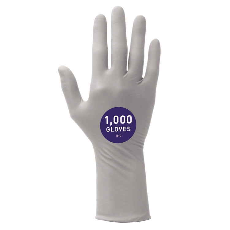 STERLING Nitrile Exam Gloves, Powder-Free, X-Small, 3.5 mil Thick, 12" Long, Sterling Gray, 100/Box