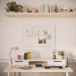 Linen Bulletin Board with Decor Frame, 30" x 20", Tan Surface, White Wood Frame