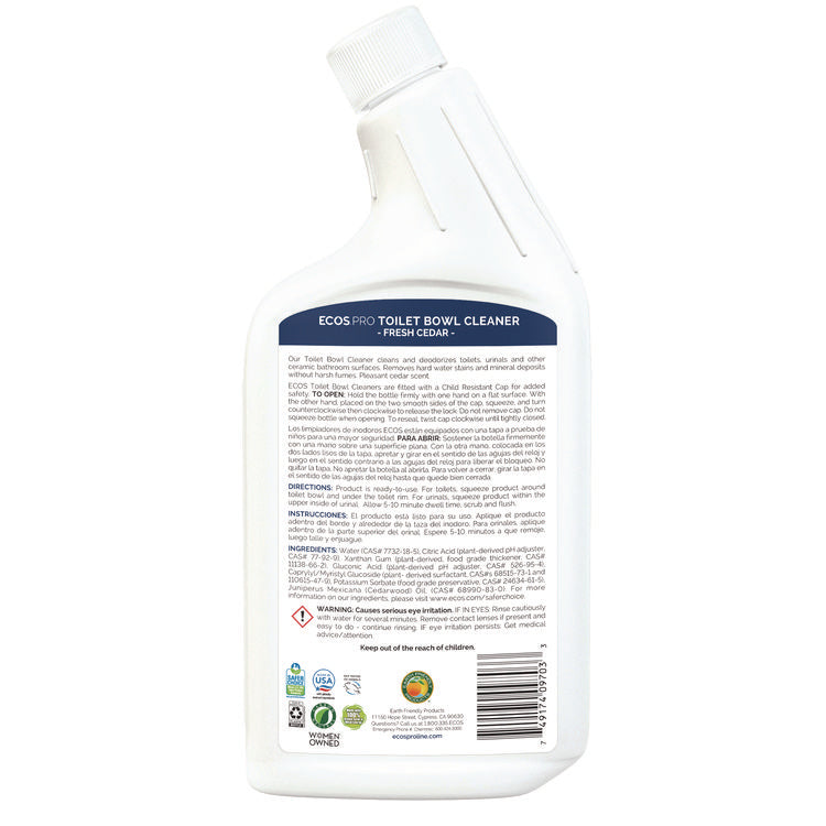 Toilet Bowl Cleaner, Fresh Cedar Scent, 24 oz Squeeze Bottle, 6/Carton