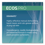 Dishmate Manual Dish Liquid, Free and Clear, 25 oz Squeeze Bottle, 6/Carton