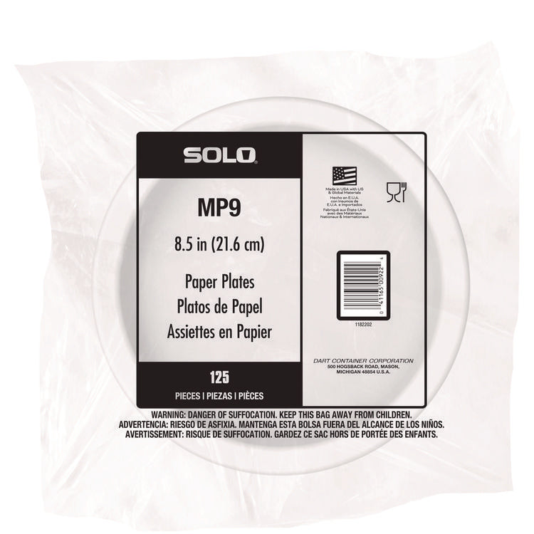 Compostable Paper Dinnerware, ProPlanet Seal, Plate, 9" dia, White, 250/Carton