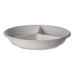 Vanguard Renewable and Compostable Sugarcane Containers, 3-Compartment Bowl, 28 oz, White, 400/Carton