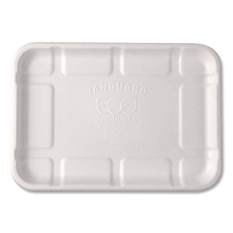 Meat and Produce Food Trays, 8.5 x 6.2 x 0.5, White, Sugarcane Fiber, 400/Carton