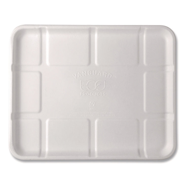 Meat and Produce Food Trays, 10.52 x 8.5 x 0.5, White, Sugarcane Fiber, 300/Carton