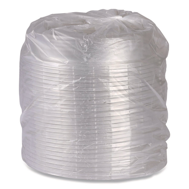 100% Recycled Content Round Plate Lids, Plastic, 9" dia x 1.5" h, Clear, 300/Carton
