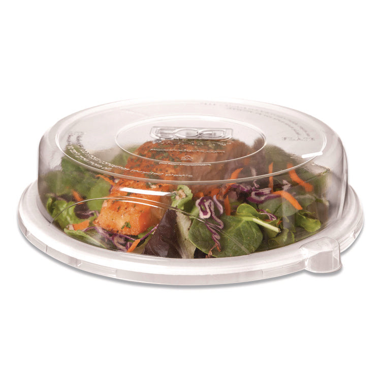 100% Recycled Content Round Plate Lids, Plastic, 9" dia x 1.5" h, Clear, 300/Carton