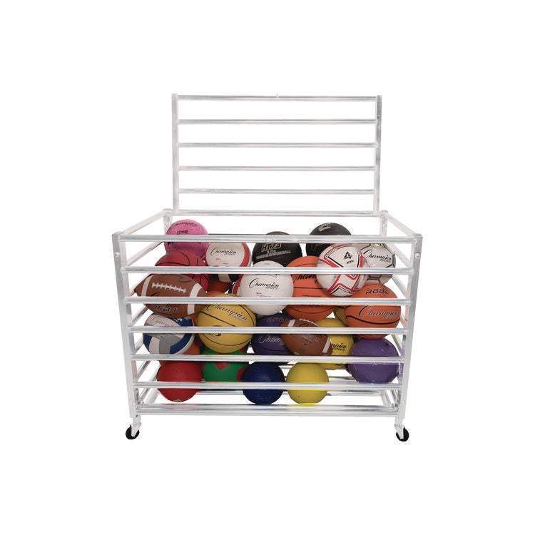 Economy Locking Ball Carrier, Metal, 264 lb Capacity, 23" x 45" x 32", White