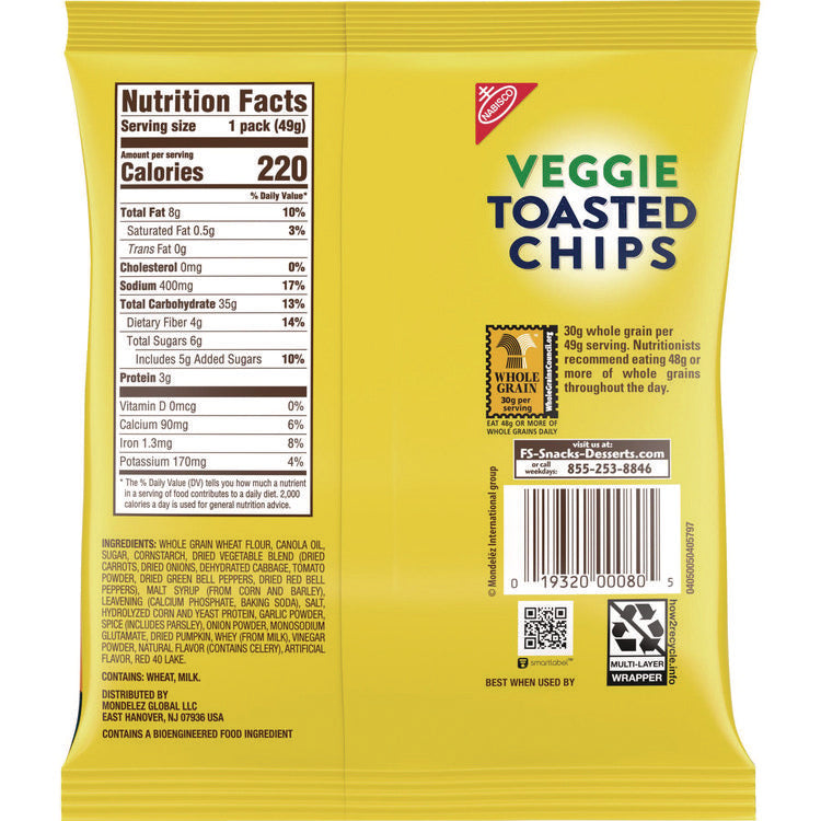 Wheat Thins Toasted Veggie Chips, 1.75 oz Bag, 60/Carton