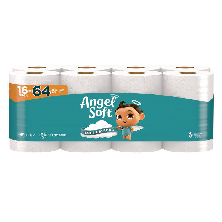 Mega Toilet Paper, Septic Safe, 2-Ply, White, 320 Sheets/Roll, 16 Rolls/Pack