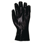 Double-Dipped PVC Gloves, 14" Long, Large, Black, 12 Pairs